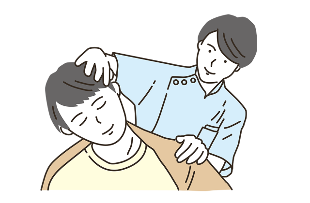 男性の首をマッサージする整体師